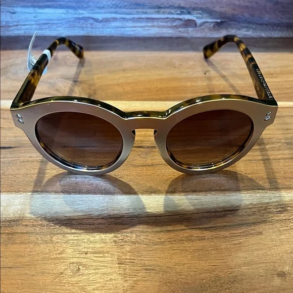 Stella McCartney Core 49MM Round Ruthenium Cream Tortoiseshell Effect Sunglasses Stella McCartney SC0064S 004 51:21 140 Nude Unisex  main image 3